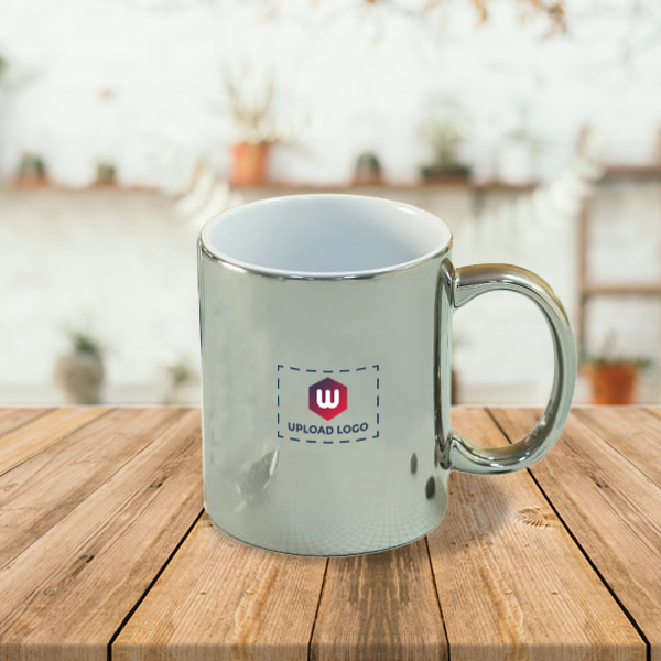 Silver Metallic Mug – Personalized Logo & Message-0