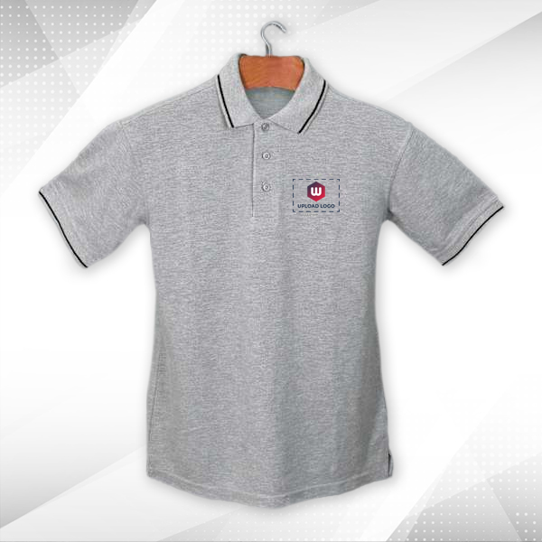 Scott Organic Cotton Polo T-Shirt for Men Grey Melange with Black - Custom Logo Left Chest-3