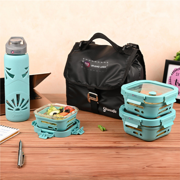 Glasafe Lunch Meal Office Combo with Lunch Bag Set of 5 - Mellow Mist