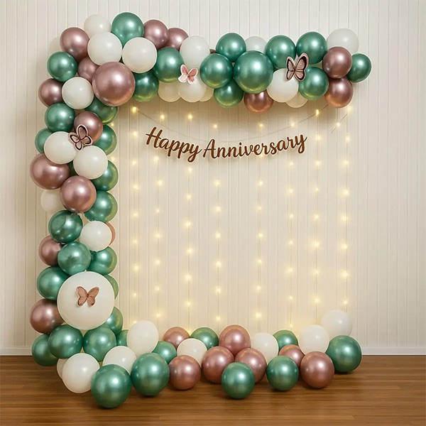 Elegant Garden of Love Anniversary Balloon Decoration