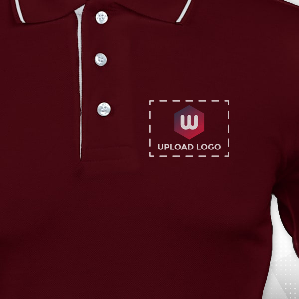 Scott Organic Cotton Polo T-Shirt for Men Maroon with White - Custom Logo Left Chest-1