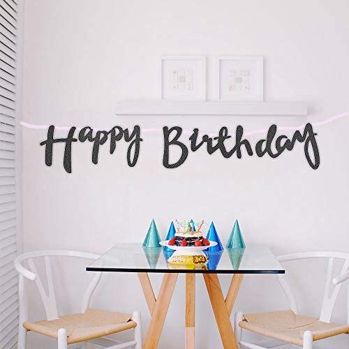 Happy Birthday Banner Cursive Letters - Black-1