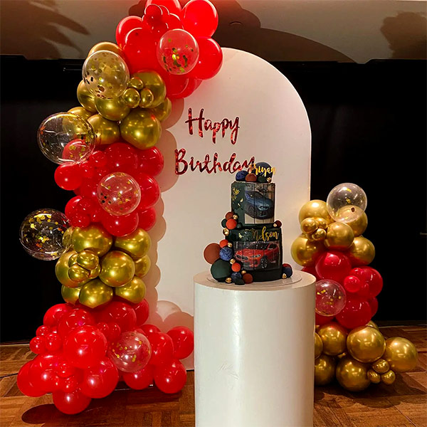 Red & Gold Balloon Garland Birthday Party Decoration