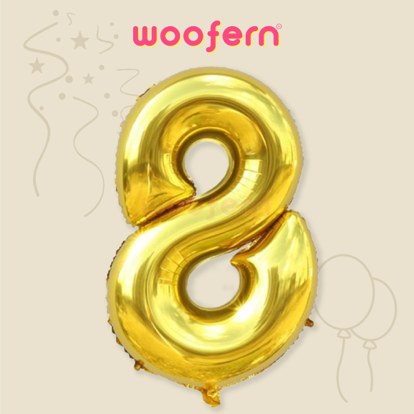 Golden Foil Balloon Number 8 - 16 inch