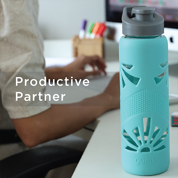 Glasafe Desk Munch Office Combo Set of 3 (Tiffin: 320mlx1 + 520mlx1 + Bottle: 750ml) - Mellow Mist-2