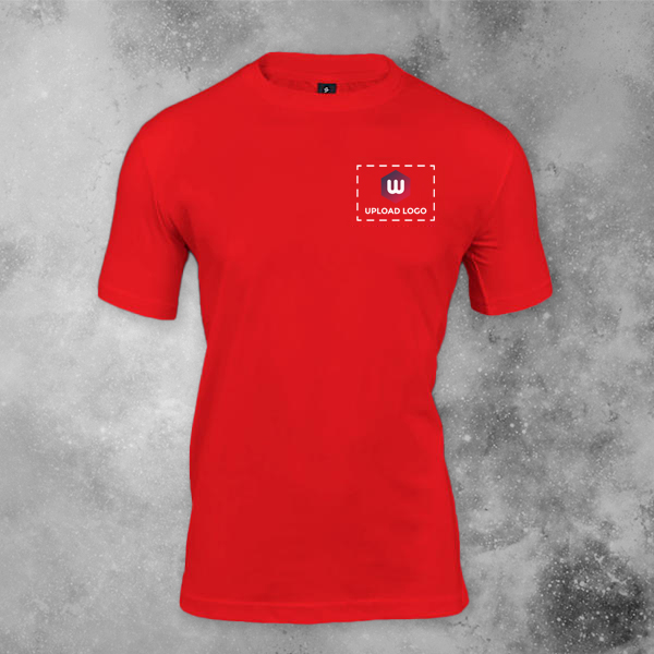 Skinta Fit Half Sleeve Round Neck T-Shirt for Men (Red) - Custom Logo Left Chest
