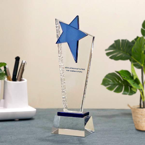 Star Award Trophy - Custom Engraved with Company Name & Message-1