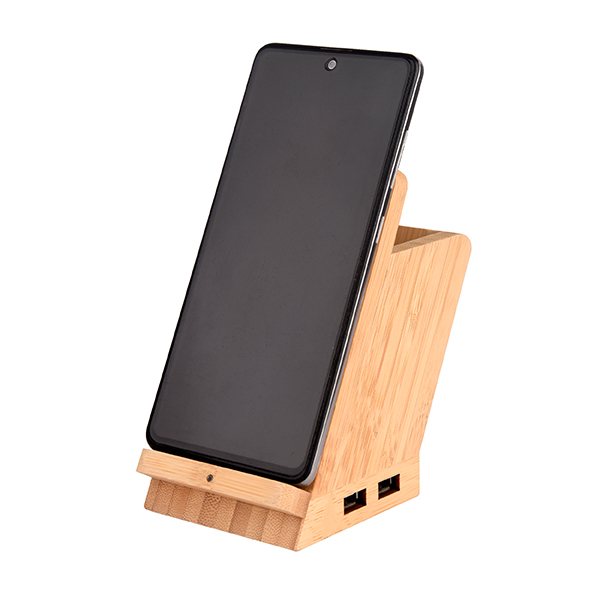 Wangari Maple-Bamboo Multi Function 15W Wireless Charger With Cable & Pen Stand-3