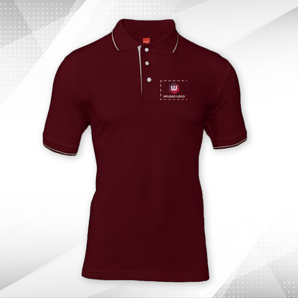 Scott Organic Cotton Polo T-Shirt for Men Maroon with White - Custom Logo Left Chest