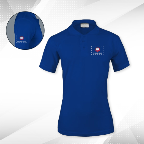 Embroidered Classic Polo T-shirt for Women Royal Blue – Custom Logo Left Chest & Right Arm