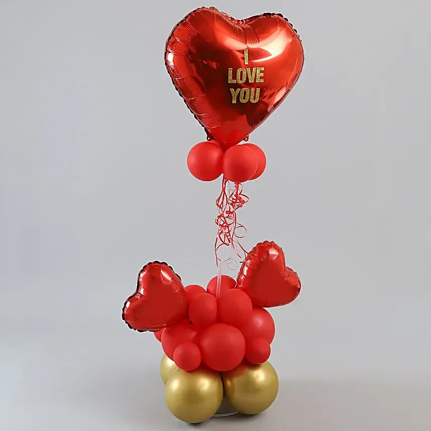 I Love You Red & Golden Balloon Bouquet-4