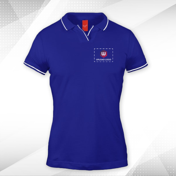 Scott Organic Cotton Polo T-Shirt for Women Royal Blue with White - Custom Logo Left Chest-0