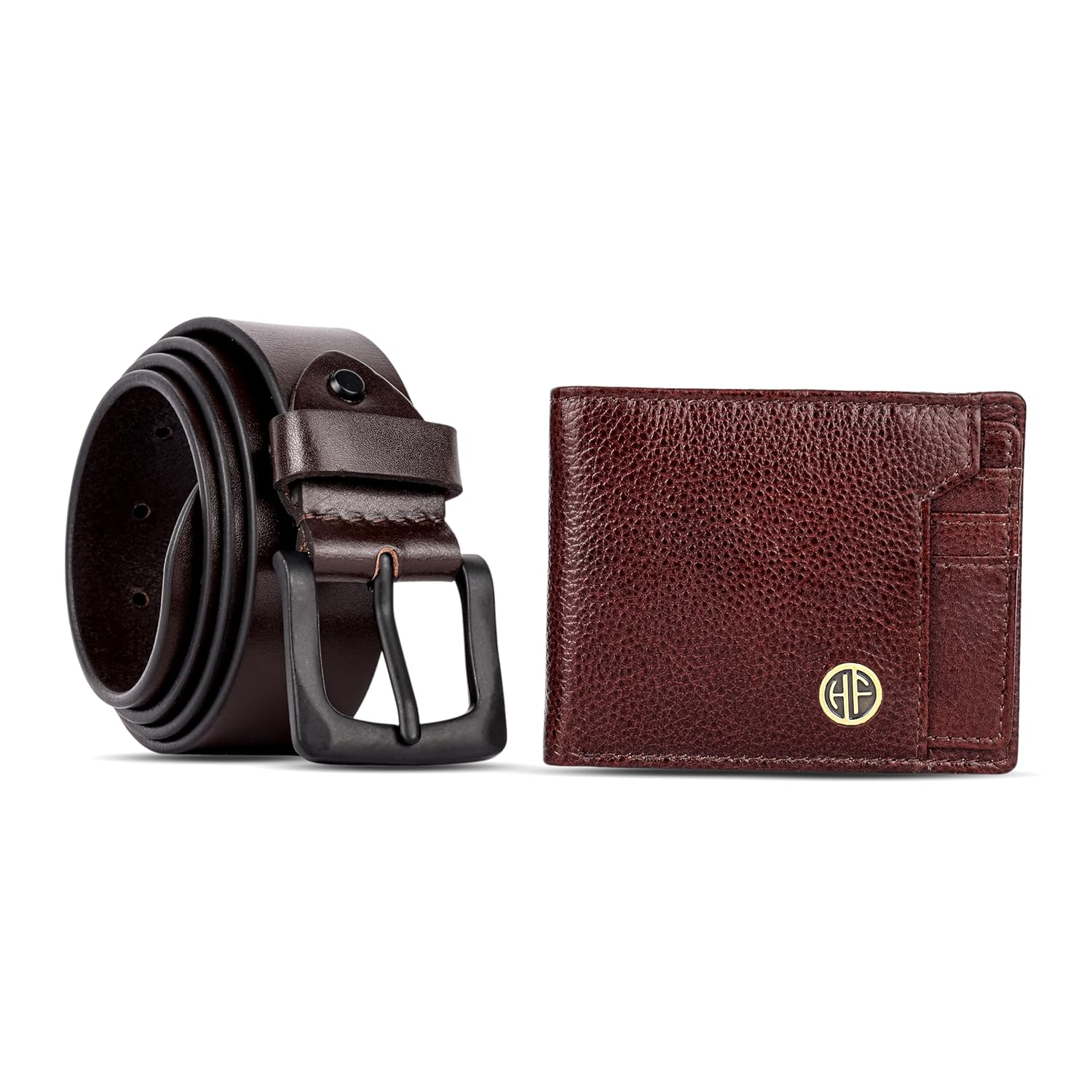 HF Premium Men's Leather Gift Set - Wallet & Belt Combo (Breeze Brown)-1