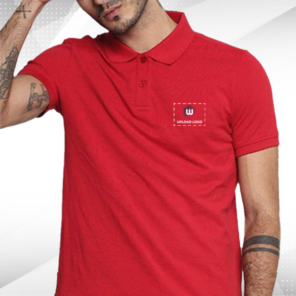 Jack & Jones Plain Polo Red T-shirt - Custom Logo-1