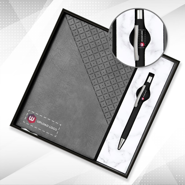 Personalized Employee Welcome Kit 2-in-1 Diary & Pen (Dark Gray)