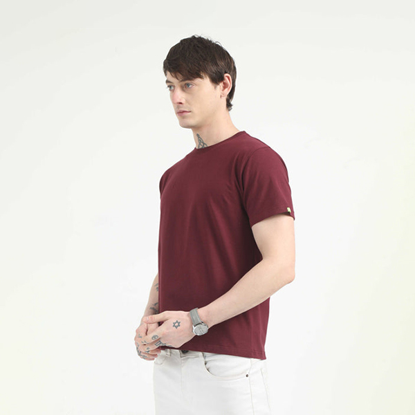Caslay Organic Crew Neck T-Shirt (Maroon)-1