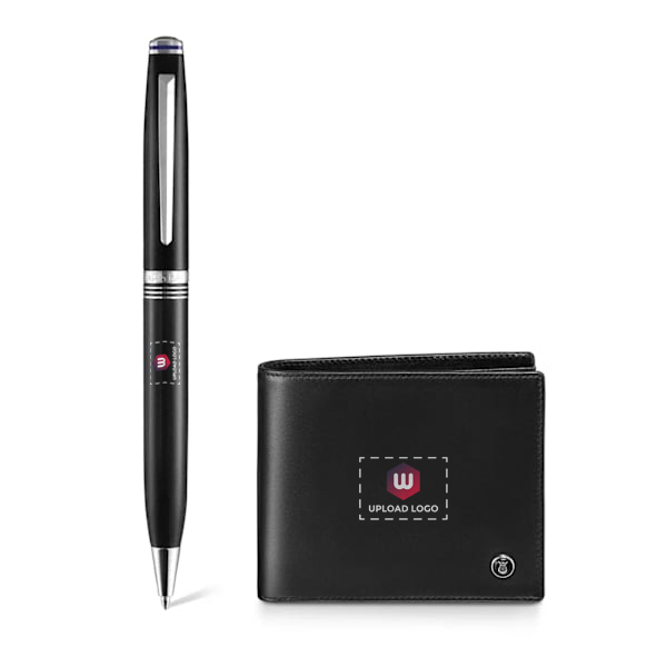 Lapis Bard Ballpoint Pen & Wallet - Black Personalized Logo-0