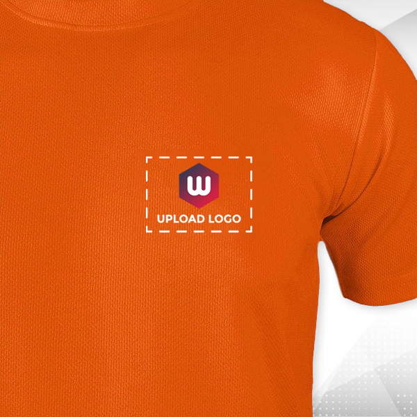 ACTI-RUNN Premium Men's Polyester T-Shirt (Flourscent Orange)– Custom Logo-1