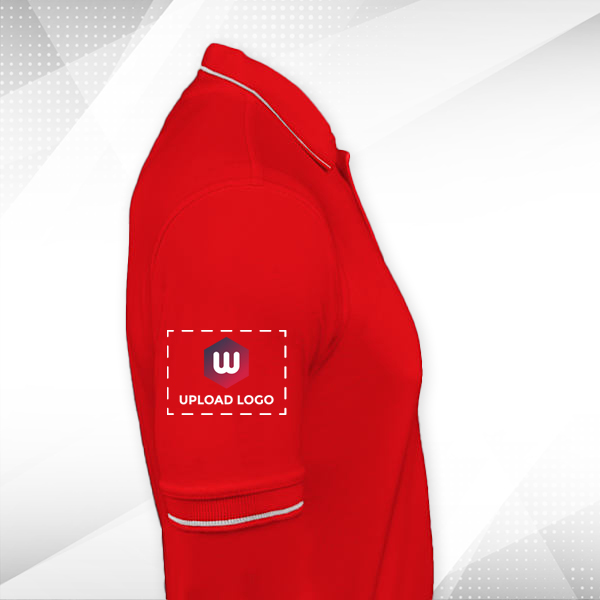 Highline Polo T-shirt for Men Red with White – Custom Logo Left Chest & Right Arm-1