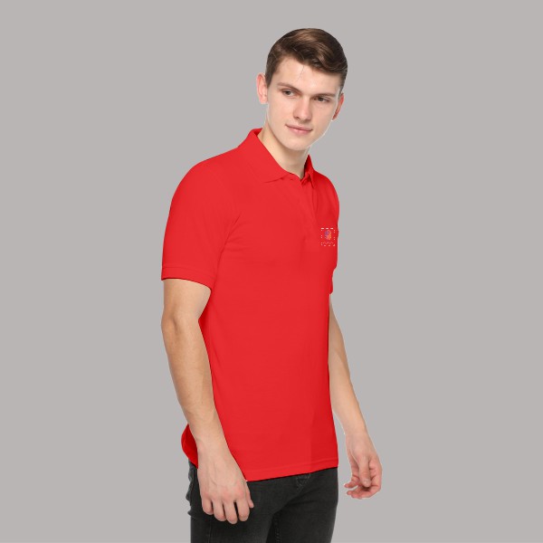 Embroidered FasTees Polo T-shirt for Men (Red)-3