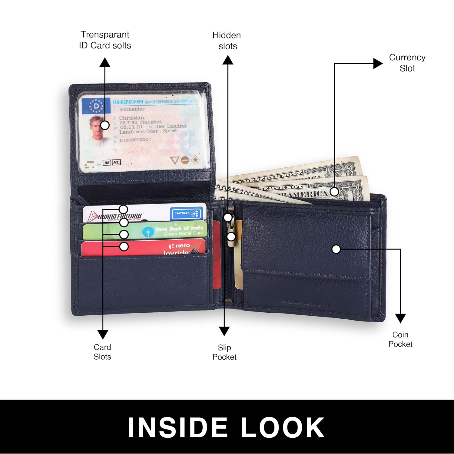 HF Men's Executive Leather Gift Set – Wallet, Keychain & Pen | Premium Corporate Gift (Matte Blue)-3