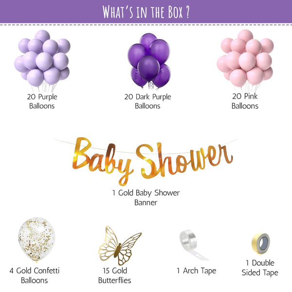 Purple & Pink balloon Theme with Butterflies Baby Shower Kit-1