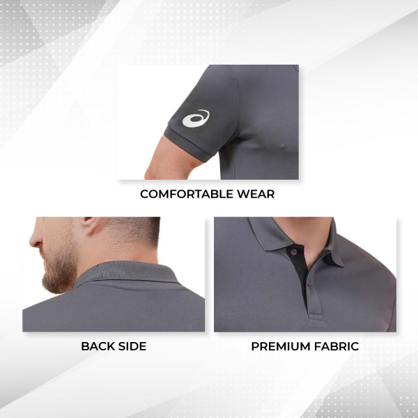 ASICS Premium Polo T-Shirt (Grey)-2