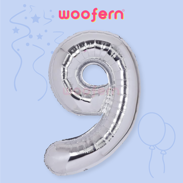 Number 9 Silver Foil Balloon 16 inch