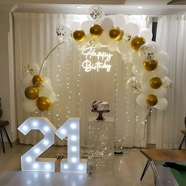 Glam 21st Balloon Arch Setup