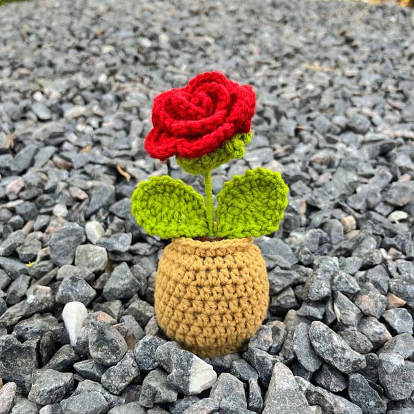 Handcrafted Crochet Red Rose-1