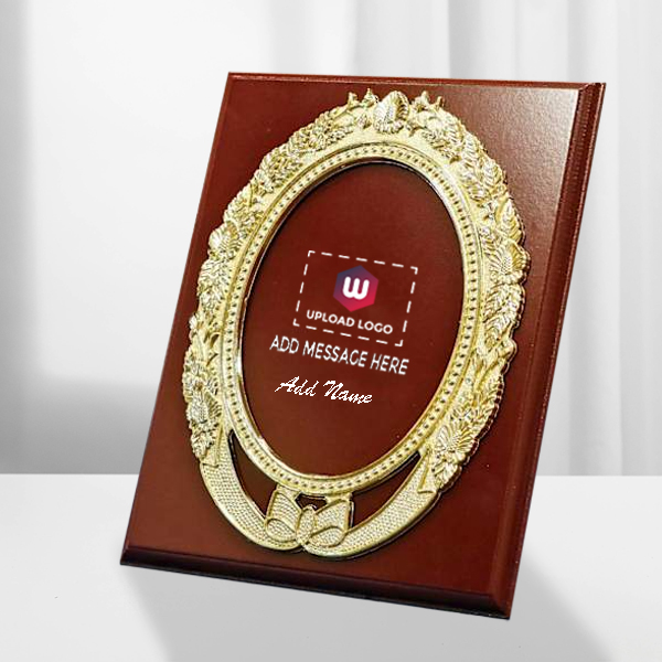 Custom Metal Framed Wooden Certificate Plaque with Logo, Message & Employee Name-1