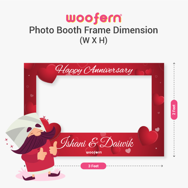 Red Heart Themed Selfie Photo Booth Frame with Your Name-4