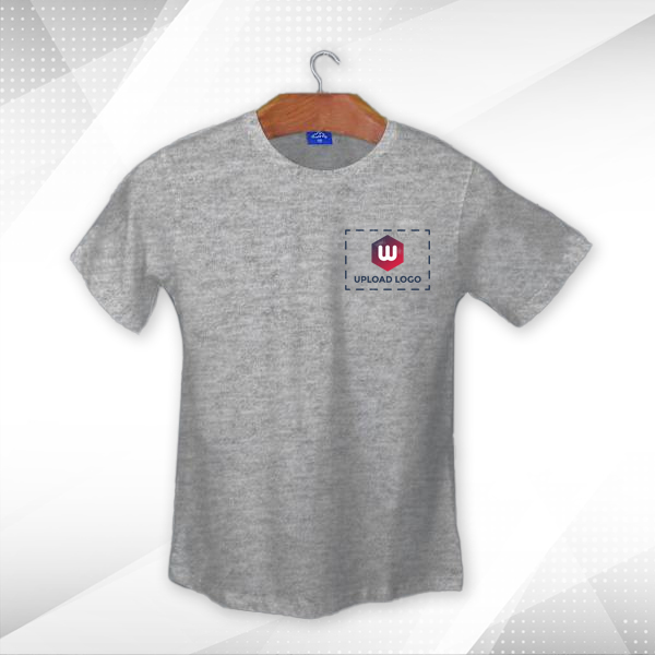 Ruffty Crew Neck Cotton T-shirt for Men Grey Melange - Custom Logo Left Chest-3