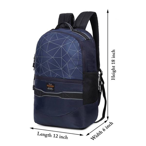 WILDHORN Madrid Laptop Geometric Print Backpack (Navy)-4