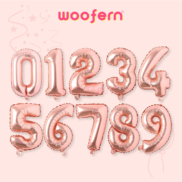 Rose Gold 0-9 Number Foil Balloon Set