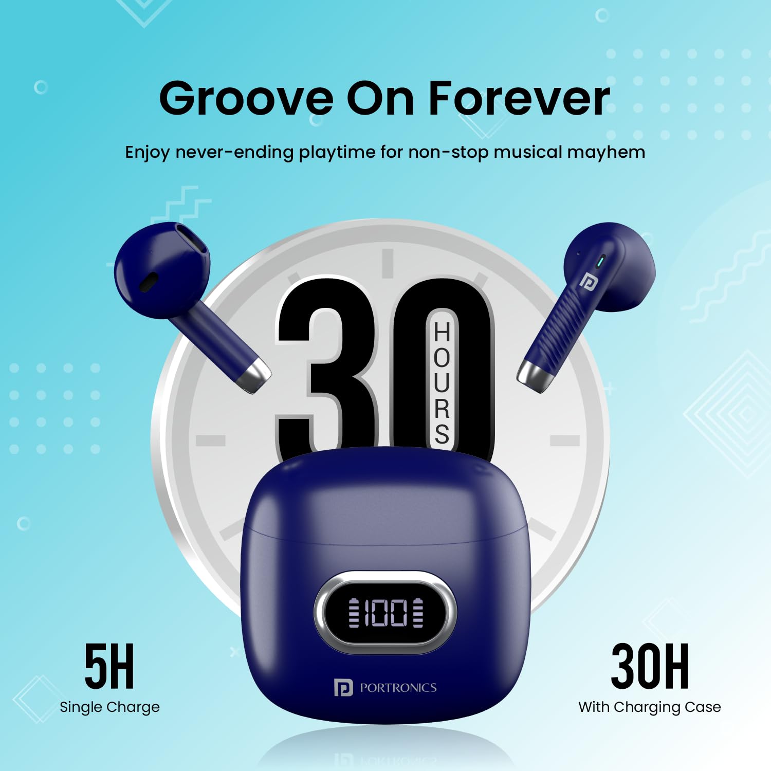 Portronics Harmonics Twins S9 Earbuds with Upto 30H Playtime (Blue)-5