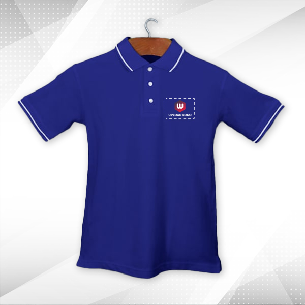 Scott Organic Cotton Polo T-Shirt for Men Royal Blue with White - Custom Logo Left Chest & Right Arm-3