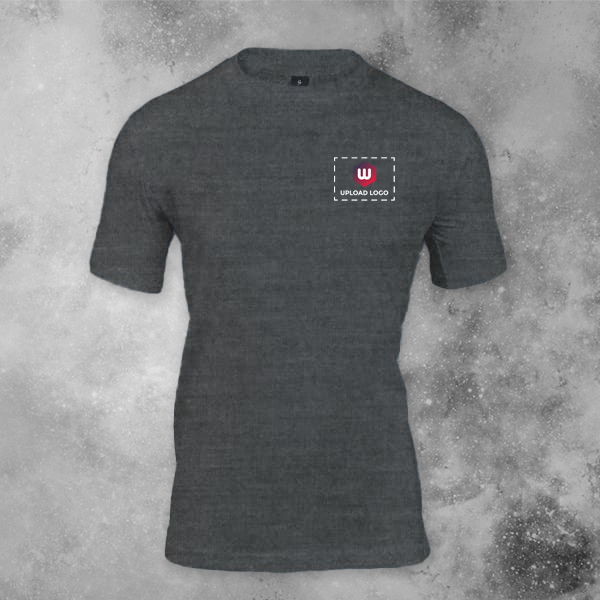 Skinta Fit Half Sleeve Round Neck T-Shirt for Men (Charcoal Melange) - Custom Logo Left Chest