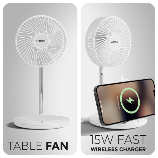 XECH Aerocharge - Table fan with fast 15W wireless charger-1