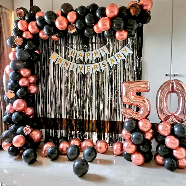Rose gold black decoration for anniversary