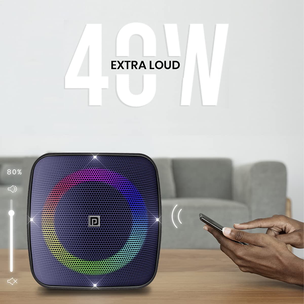 Portronics Dash 40W Portable Speaker with Karaoke Mic (Blue)-2