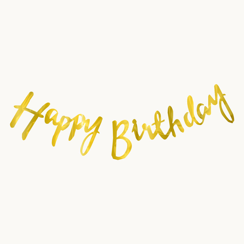 Happy Birthday Banner Cursive Letters -Gold