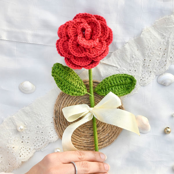 Everlasting Handcrafted Crochet Rose - A Timeless Symbol of Love-0