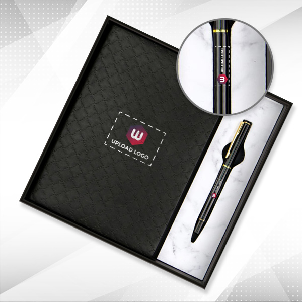Personalized Employee Welcome Kit 2-in-1 Diary & Pen (Black Texture)