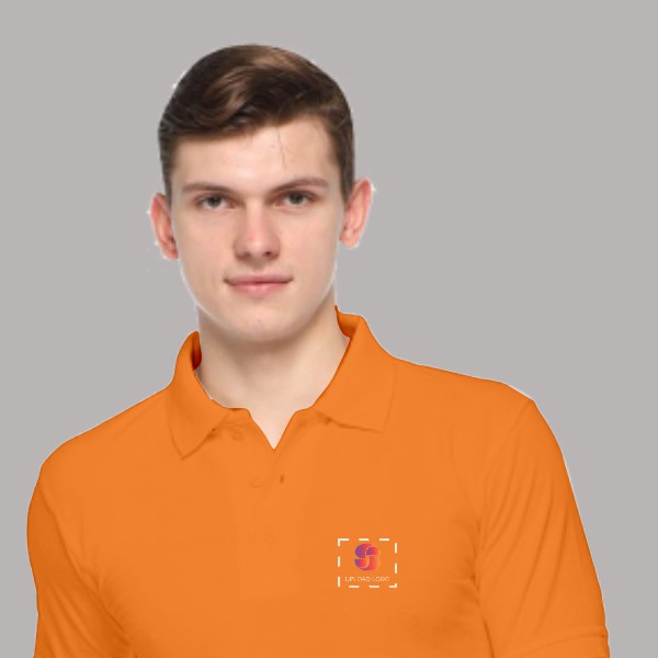Embroidered FasTees Polo T-shirt for Men (Orange)-1