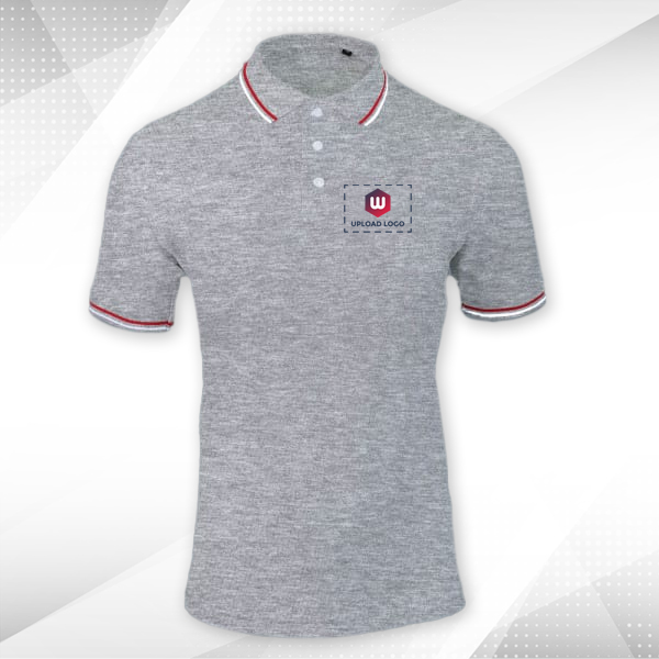 AWG Sport Giza Polo T-shirt for Men Grey Melange – Custom Logo Left Chest