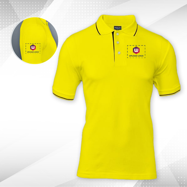 Highline Polo T-shirt for Men Yellow with Black  – Custom Logo Left Chest & Right Arm