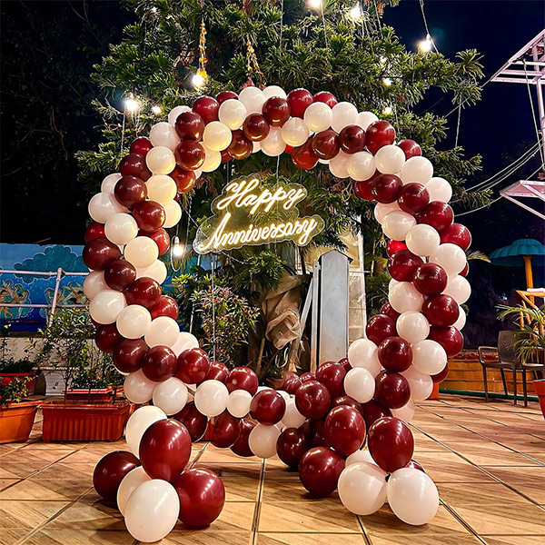 Anniversary Maroon White Love Decoration