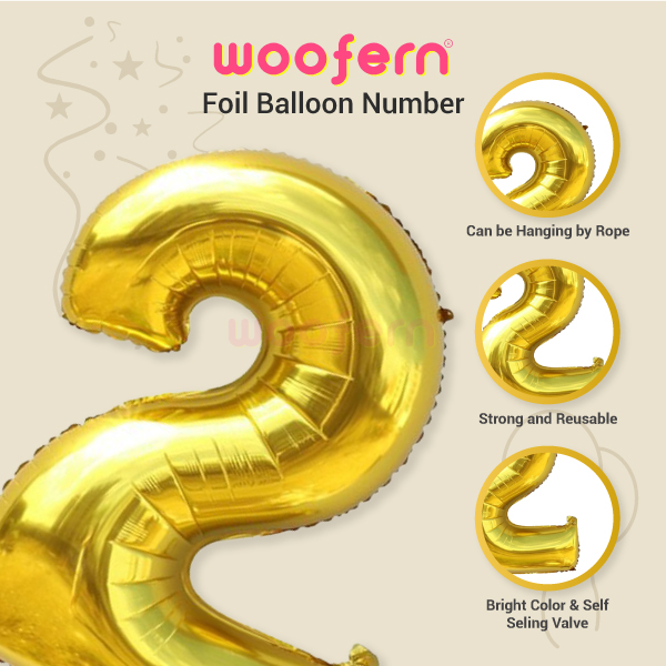 Golden Foil Balloon Number 2  16 inch-3