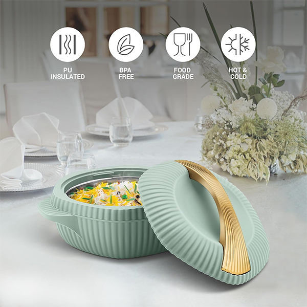 MILTON Oyster Jr. Gift Set PU Insulated Casserole- Set of 3 (500 ml, 1000 ml, 1500 ml) - Light Green-3